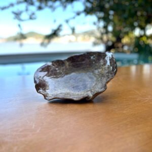 Centro de Mesa de Cerâmica com Borda Orgânica Bege Rústico