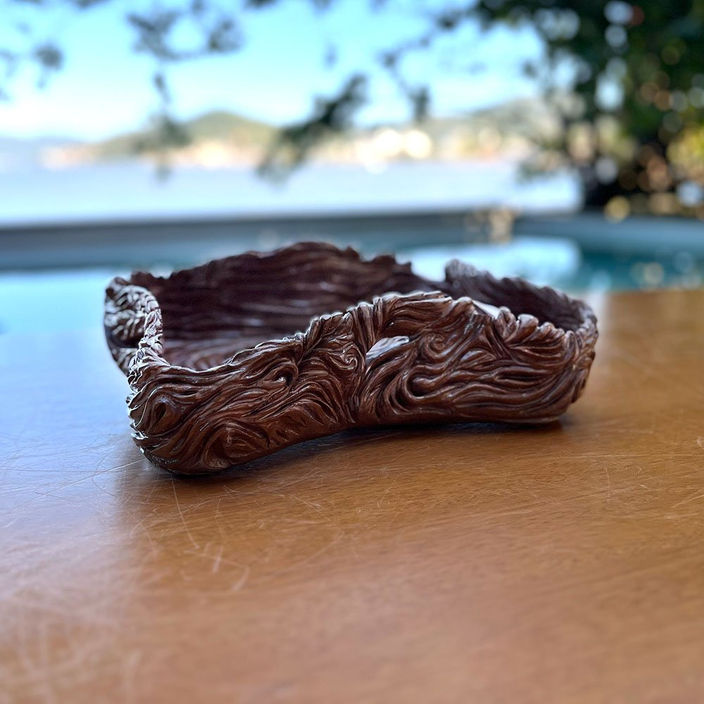 Centro de Mesa de Cerâmica com Textura Orgânica Marrom - Imagem 2